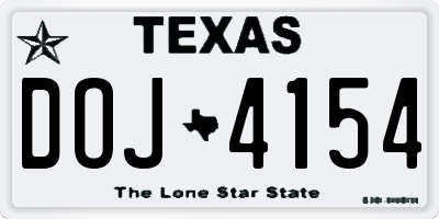 TX license plate DOJ4154