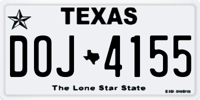 TX license plate DOJ4155