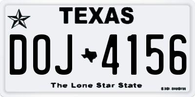 TX license plate DOJ4156