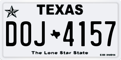 TX license plate DOJ4157