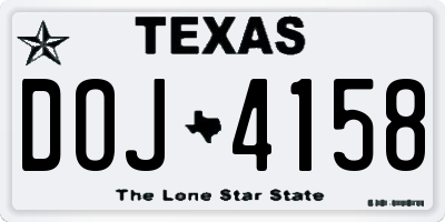 TX license plate DOJ4158