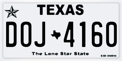 TX license plate DOJ4160