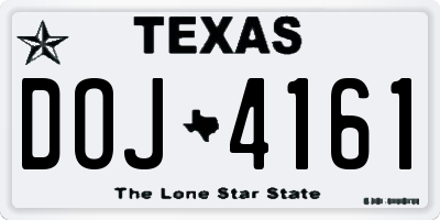 TX license plate DOJ4161