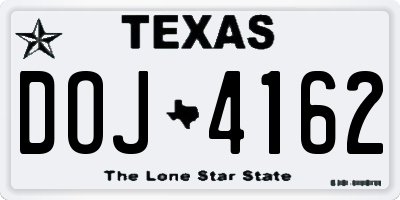 TX license plate DOJ4162