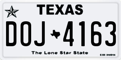 TX license plate DOJ4163
