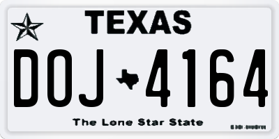 TX license plate DOJ4164