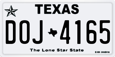 TX license plate DOJ4165