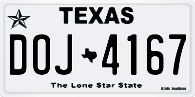 TX license plate DOJ4167