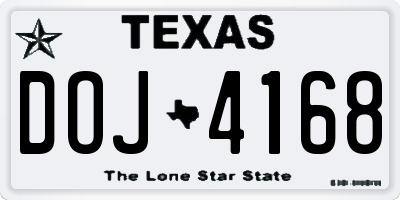 TX license plate DOJ4168