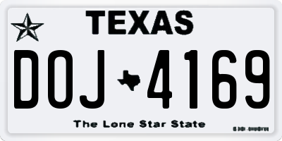 TX license plate DOJ4169