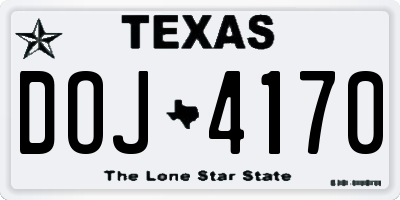 TX license plate DOJ4170