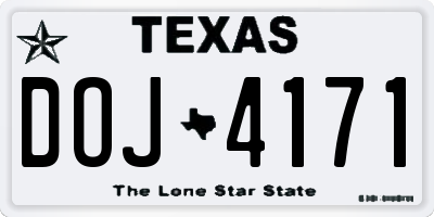 TX license plate DOJ4171