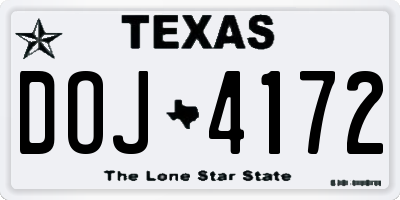 TX license plate DOJ4172