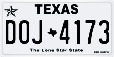 TX license plate DOJ4173