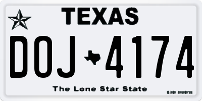 TX license plate DOJ4174