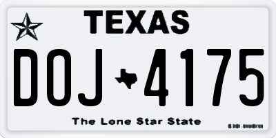 TX license plate DOJ4175