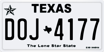 TX license plate DOJ4177