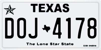 TX license plate DOJ4178