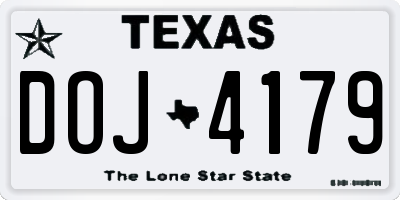 TX license plate DOJ4179