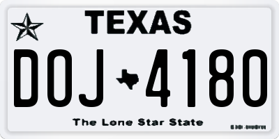TX license plate DOJ4180