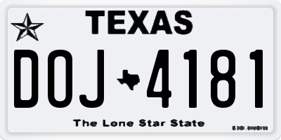 TX license plate DOJ4181