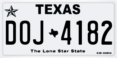 TX license plate DOJ4182
