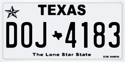 TX license plate DOJ4183