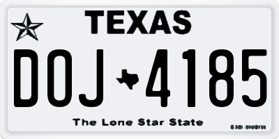 TX license plate DOJ4185