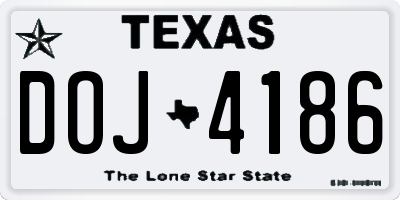 TX license plate DOJ4186