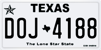 TX license plate DOJ4188