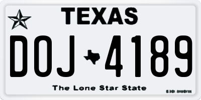 TX license plate DOJ4189