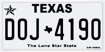 TX license plate DOJ4190
