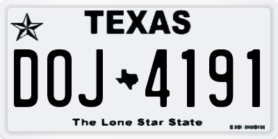 TX license plate DOJ4191