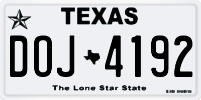 TX license plate DOJ4192