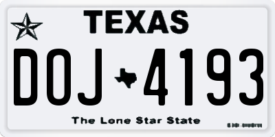 TX license plate DOJ4193