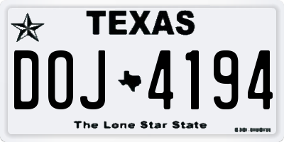 TX license plate DOJ4194