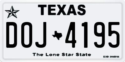 TX license plate DOJ4195