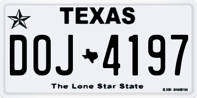 TX license plate DOJ4197