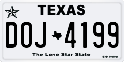TX license plate DOJ4199