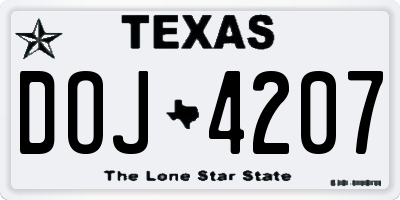 TX license plate DOJ4207