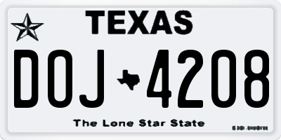 TX license plate DOJ4208