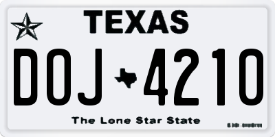 TX license plate DOJ4210