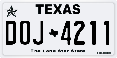 TX license plate DOJ4211
