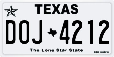 TX license plate DOJ4212