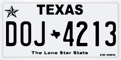 TX license plate DOJ4213