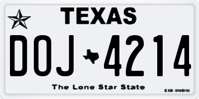 TX license plate DOJ4214