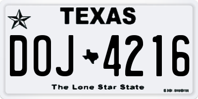 TX license plate DOJ4216