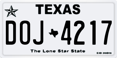 TX license plate DOJ4217