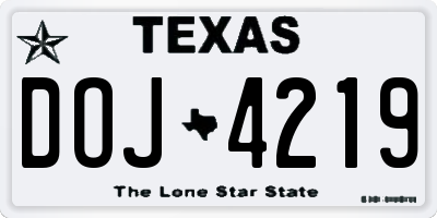 TX license plate DOJ4219