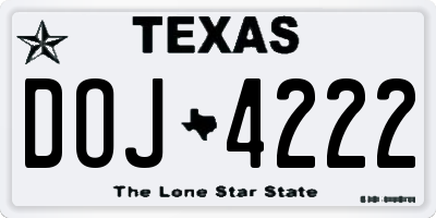 TX license plate DOJ4222